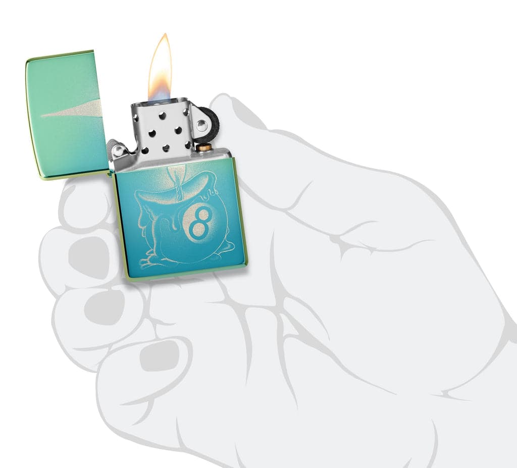 Zippo 48615 49191 Eight Ball Tattoo Design High Polish Teal Windproof Lighter - OUTBACK