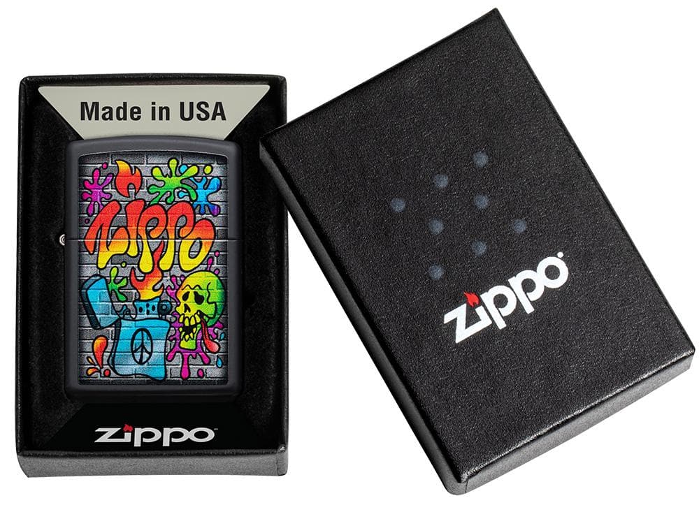 Zippo 49605 Street Art Design Black Matte Windproof Lighter, Classic Model, Black - OUTBACK