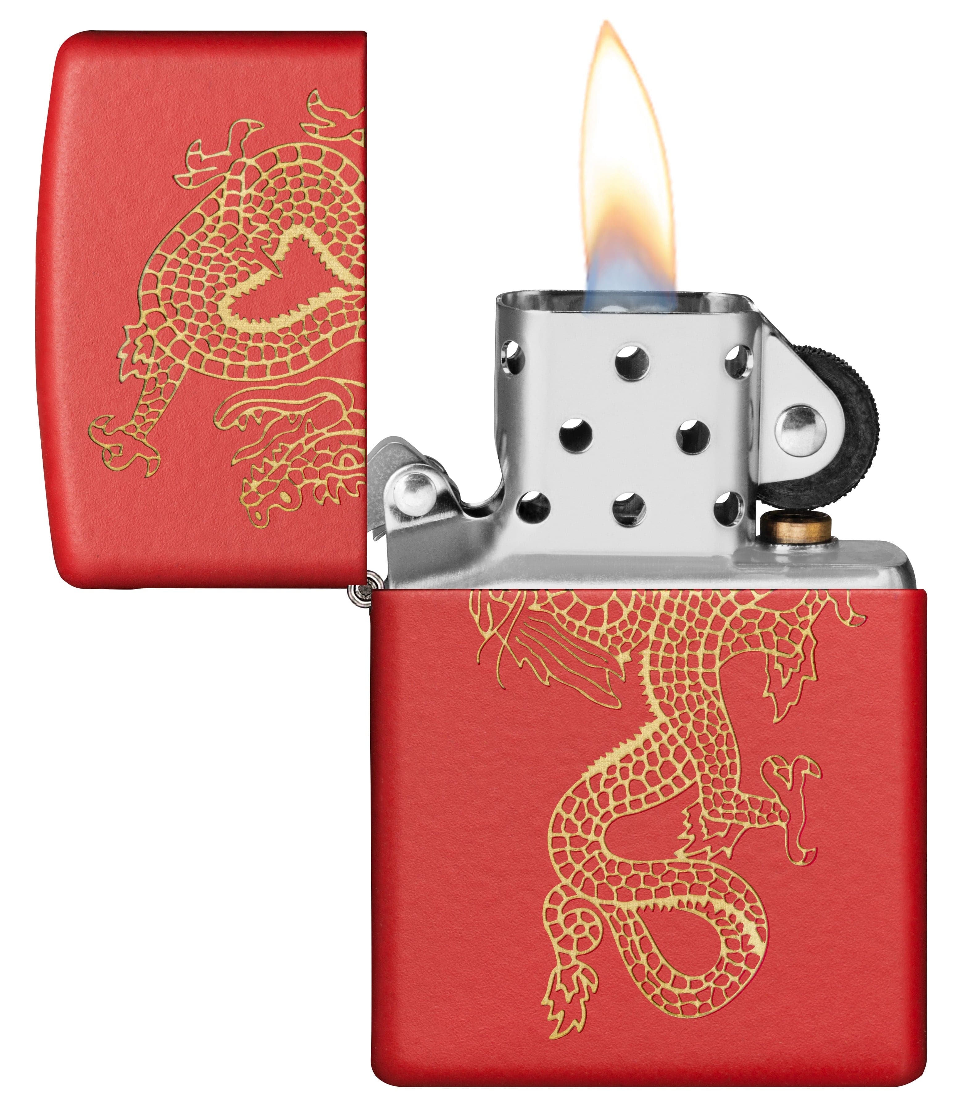 Zippo MP402962 233 Golden Dragon Red Matte Windproof Lighter, Middle East Model, Red - OUTBACK