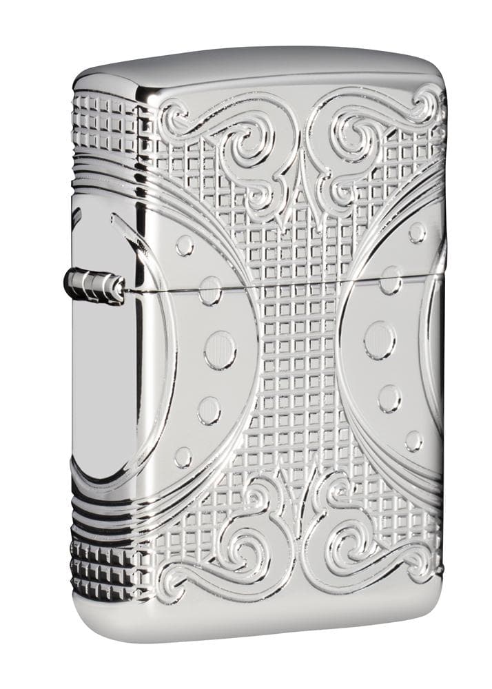 Zippo 49037 167 Geometric Space Design High Polish Chrome Windproof Lighter, Classic Model, Silver - OUTBACK