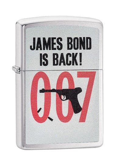 Zippo 29563 200 James Bond Brushed Chrome Windproof Lighter, Classic Model, Silver - OUTBACK