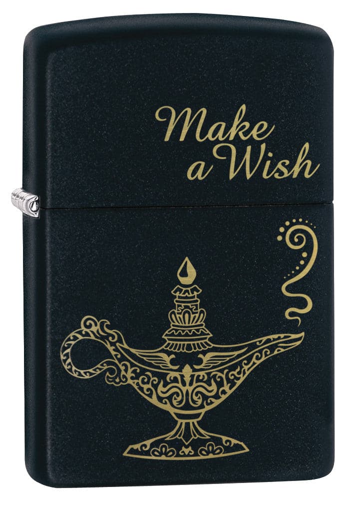 Zippo MP402953 218 Make A Wish Design Black Matte Windproof Lighter, Middle East Model, Black - OUTBACK