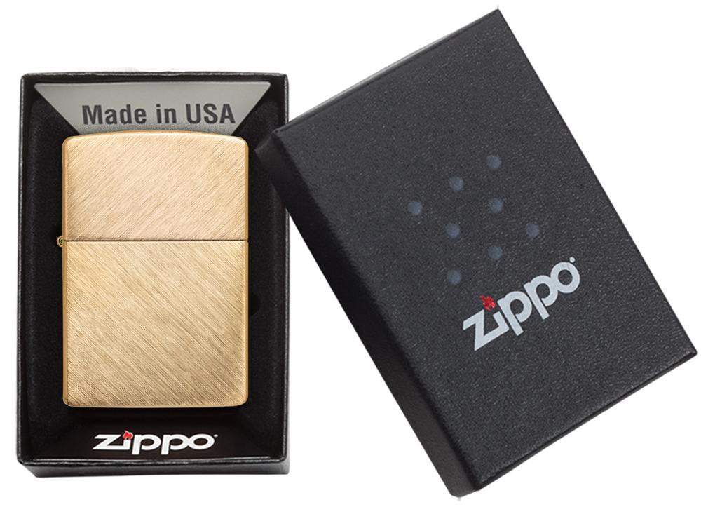 Zippo 29830 Classic Herringbone Sweep Brass Windproof Lighter, Classic Model, Gold - OUTBACK