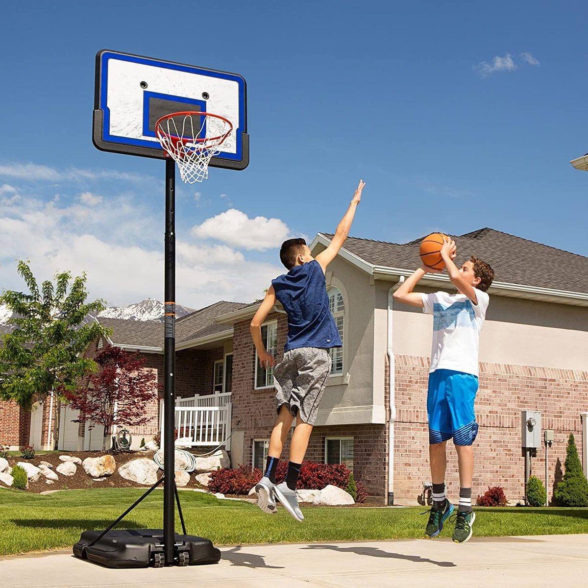 Lifetime 44" Backboard", Height Adjustable Portable Basketball System