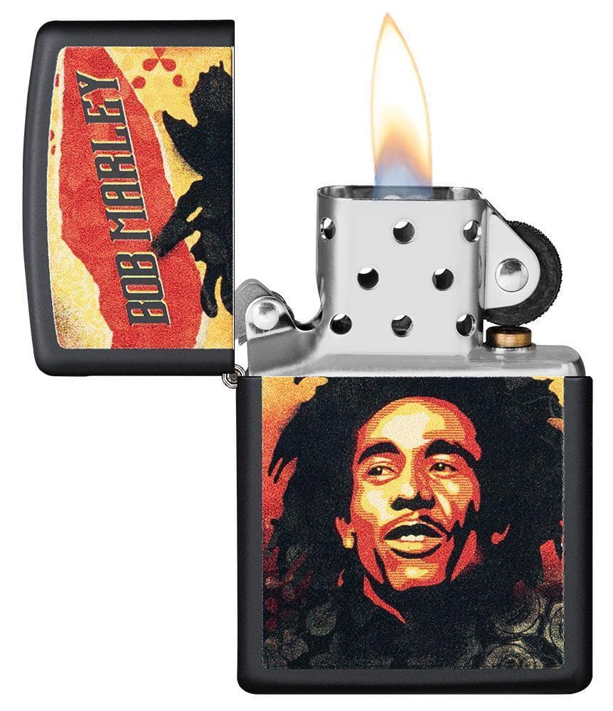 Zippo 49154 Bob Marley Illustrated Black Matte Windproof Lighter, Classic Model, Black - OUTBACK