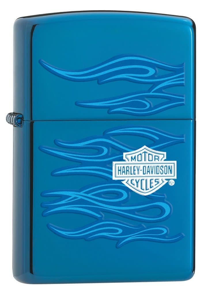 Zippo 20711 Harley Davidson High Polish Blue Windproof Lighter, Harley Davidson Model, Blue - OUTBACK