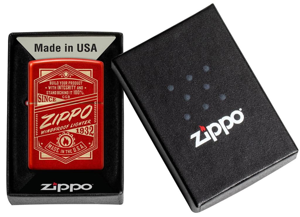 Zippo 48620 49475 Zippo It Works Design Metallic Red Windproof Lighter - OUTBACK