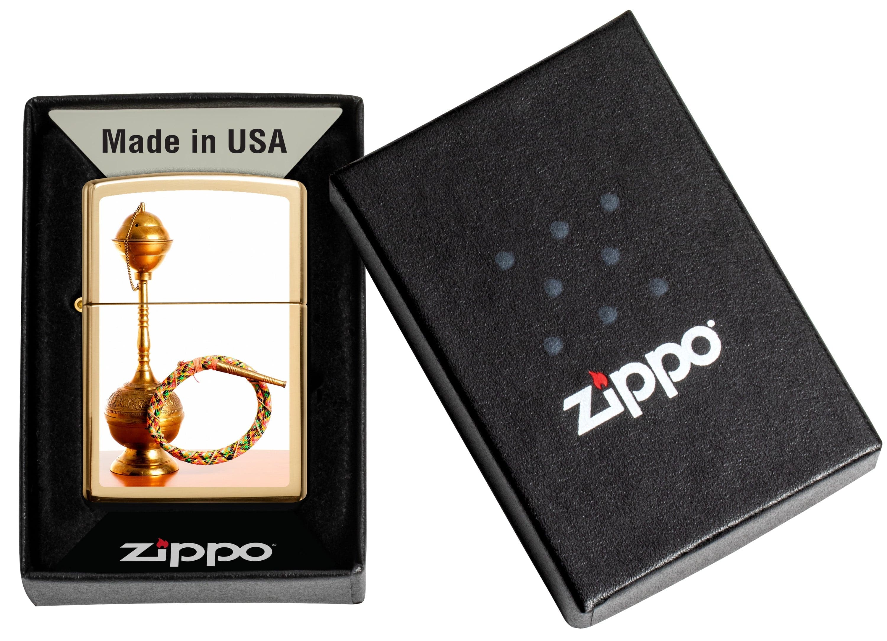 Zippo CI014282 254B UAE Hookah Design High Polish Brass Windproof Lighter, Middle East Model, Gold - OUTBACK