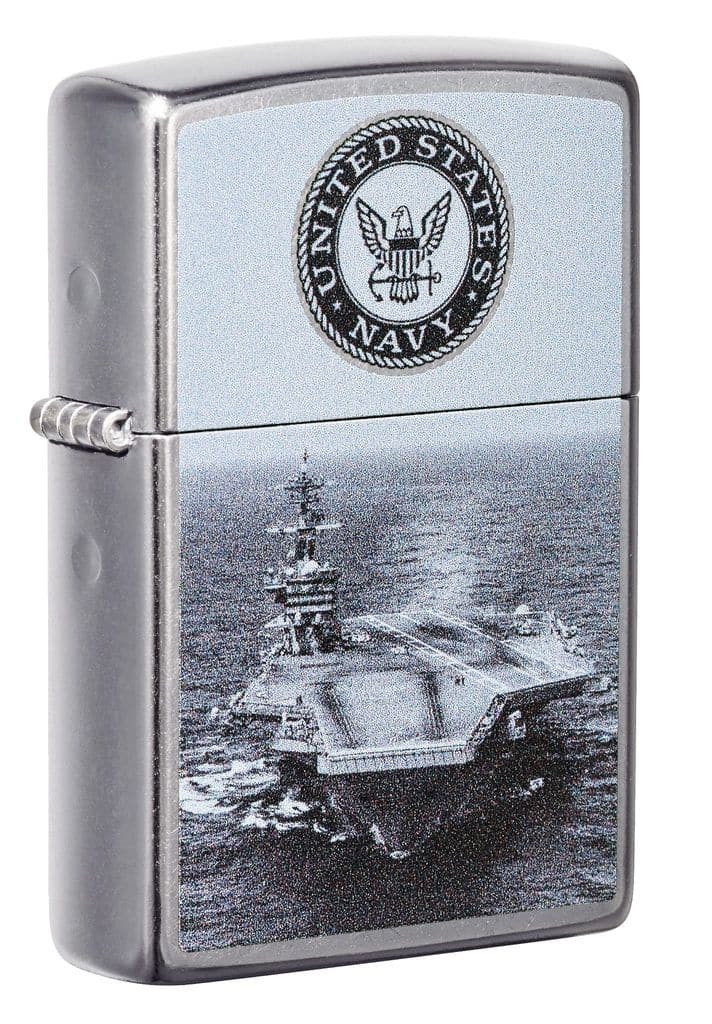 Zippo 49319 U.S. Navy® Aircraft Carrier Street Chrome™ Windproof Lighter, Classic Model, Street Chrome - OUTBACK