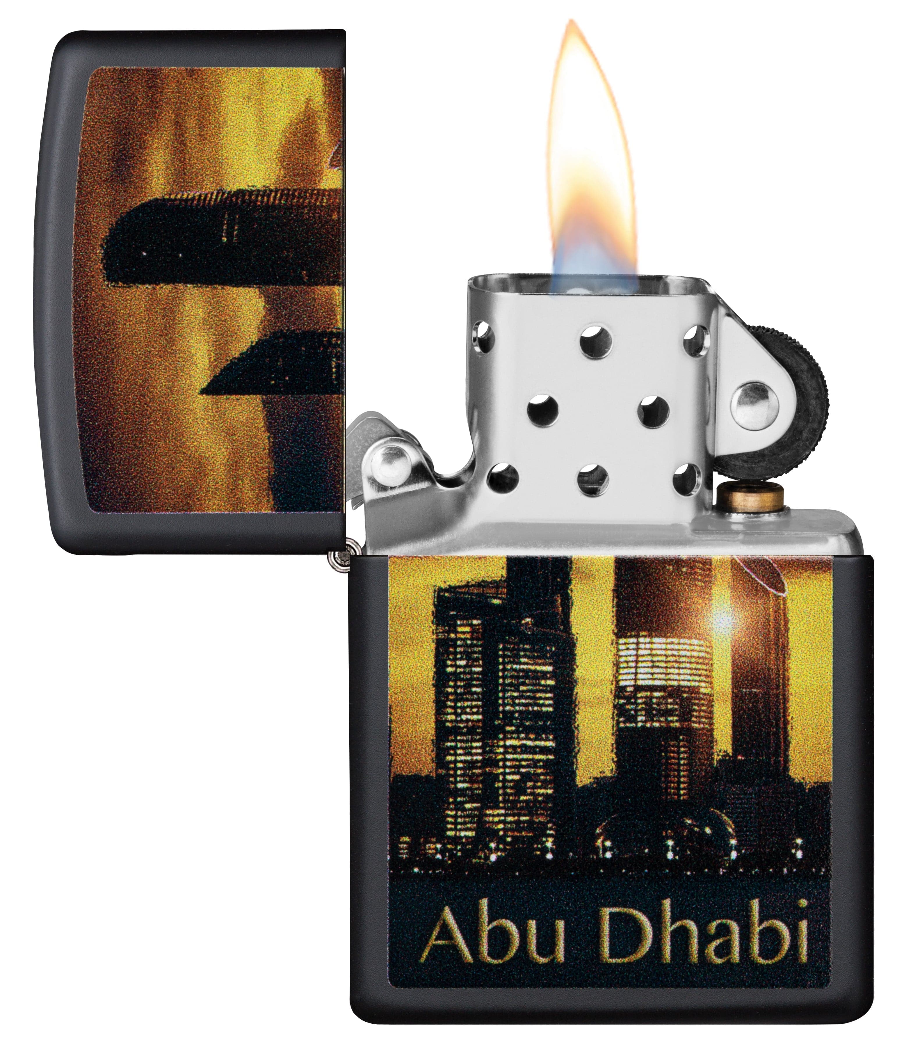 Zippo CI412380 218 Abudhabi Skyline Design Black Matte Windproof Lighter, Middle East Model, Black - OUTBACK