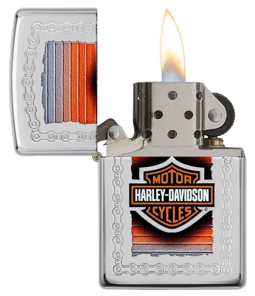 Zippo 29559 250 Harley-Davidson Chains High Polish Chrome Windproof Lighter, Harley-Davidson Model, Silver - OUTBACK