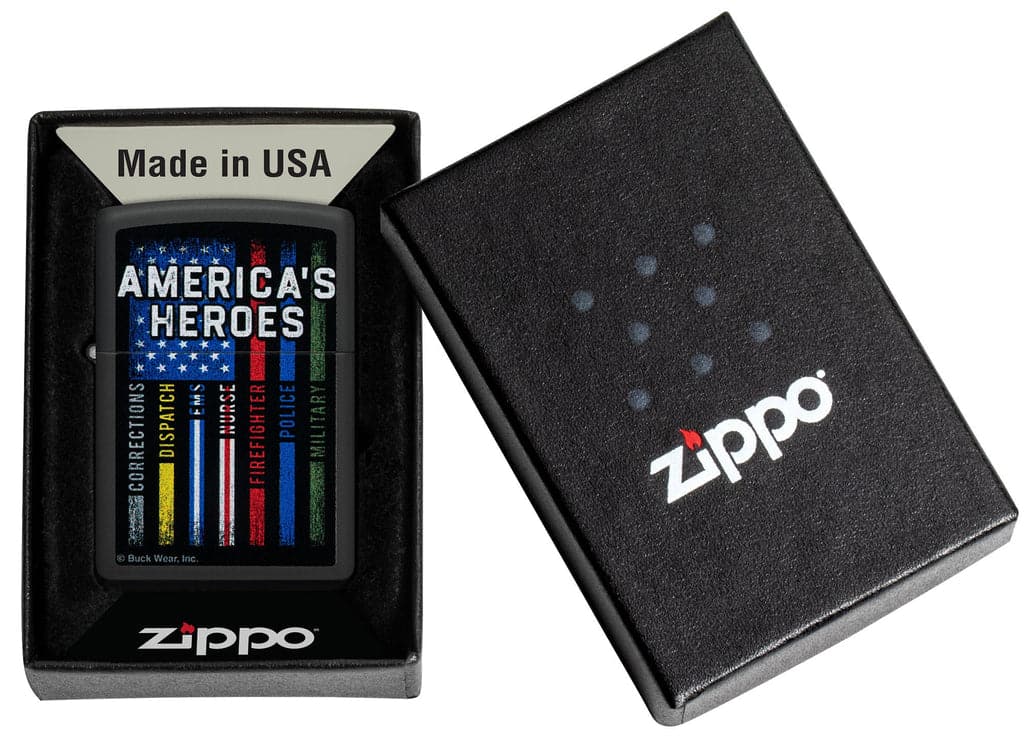 Zippo 48634 218 Buckwear America's Heroes Design Black Matte Windproof Lighter - OUTBACK