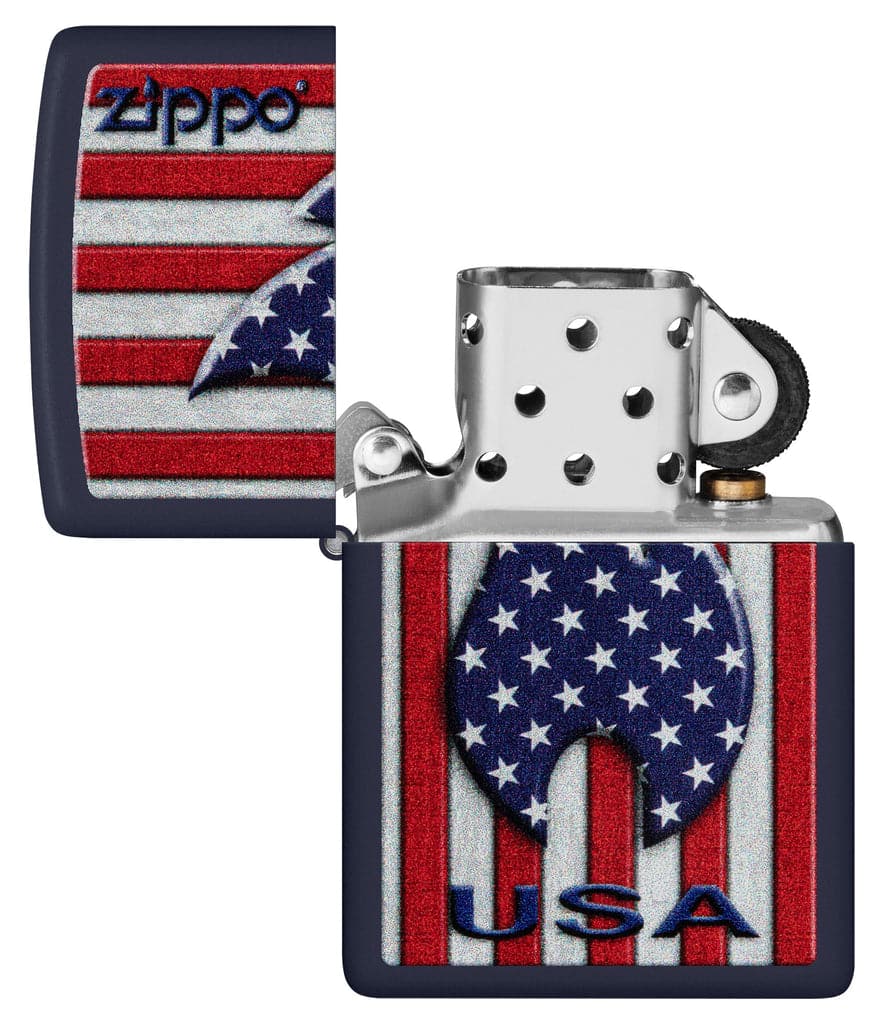 Zippo 48560 239 Patriotic Flame Design Navy Matte Windproof Lighter - OUTBACK