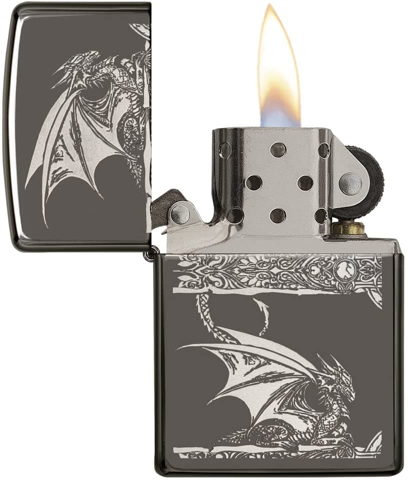 Zippo 28961 Anne Stokes Gothic Dragon Black Ice Windproof Lighter, Classic Model, Black - OUTBACK