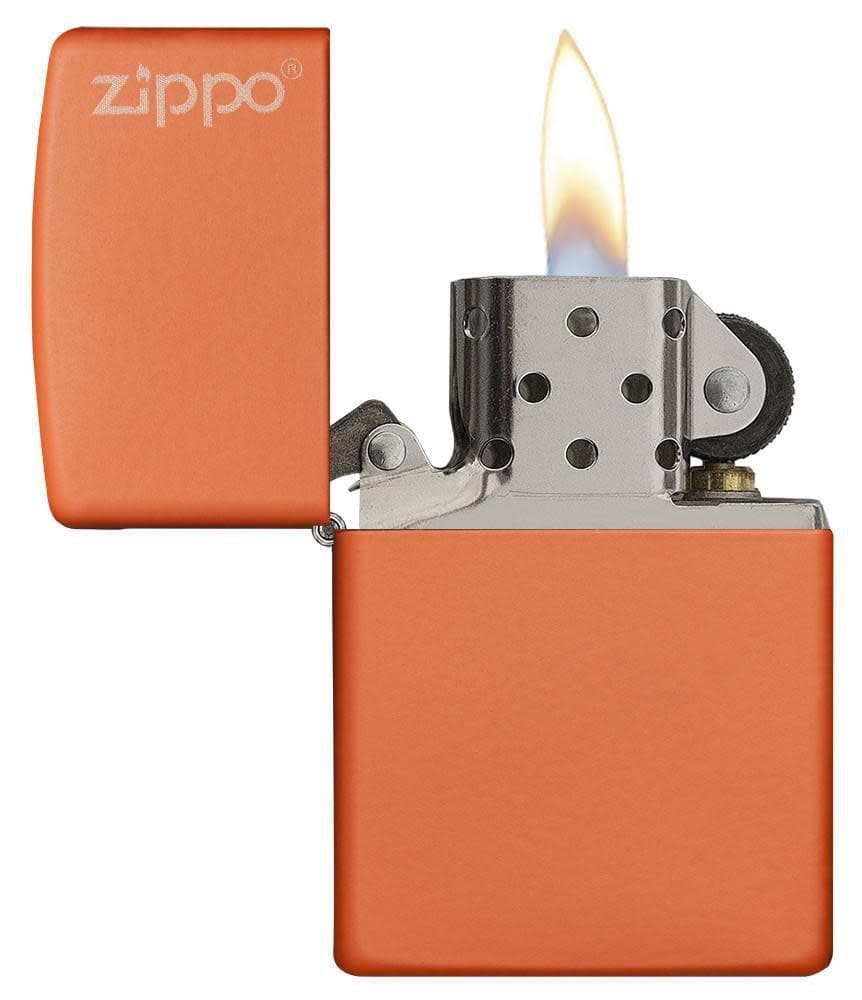 Zippo 231ZL Classic Orange Matte Zippo Logo Windproof Lighter, Classic Model, Orange - OUTBACK