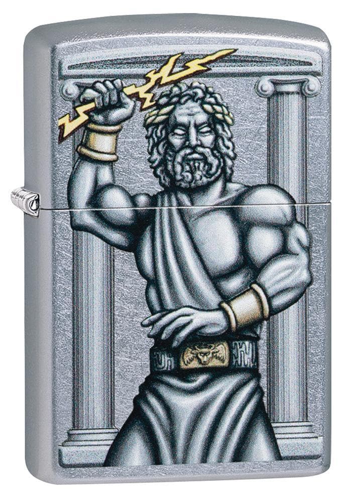 Zippo 49137 Zeus Design Street Chrome Windproof Lighter, Classic Model, Silver - OUTBACK