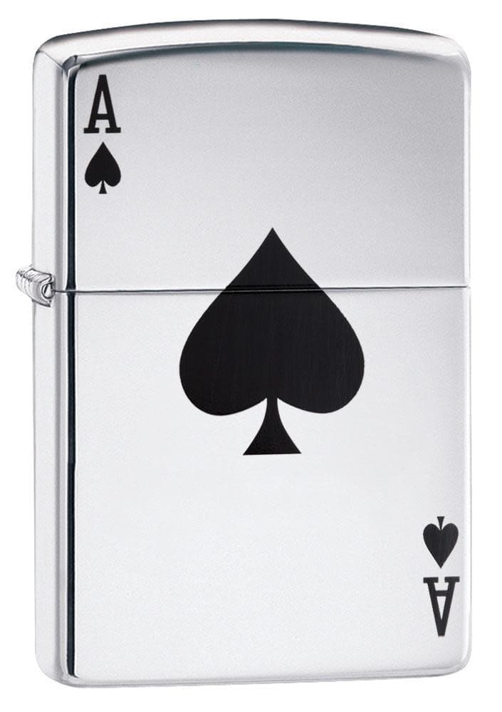 Zippo 24011 250 Simple Spade Design High Polish Chrome Windproof Lighter, Classic Model, Silver - OUTBACK