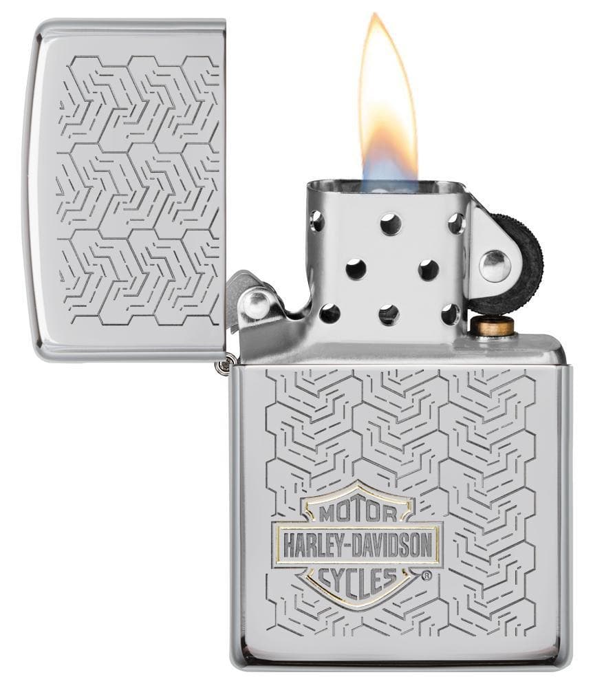 Zippo 49062 Harley Davidson Satin Chrome Windproof Lighter, Classic Model, Silver - OUTBACK