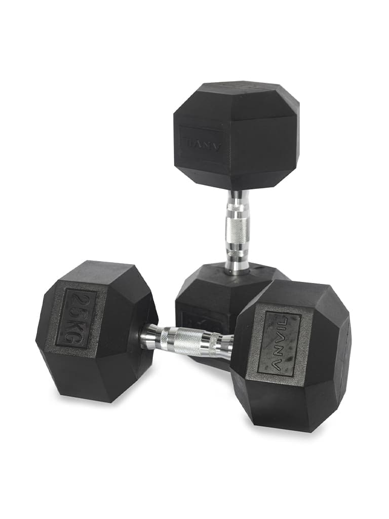 Combo Anvil Rubber Hex Dumbbell- 27.5kg to 50kg set - Athletix.ae