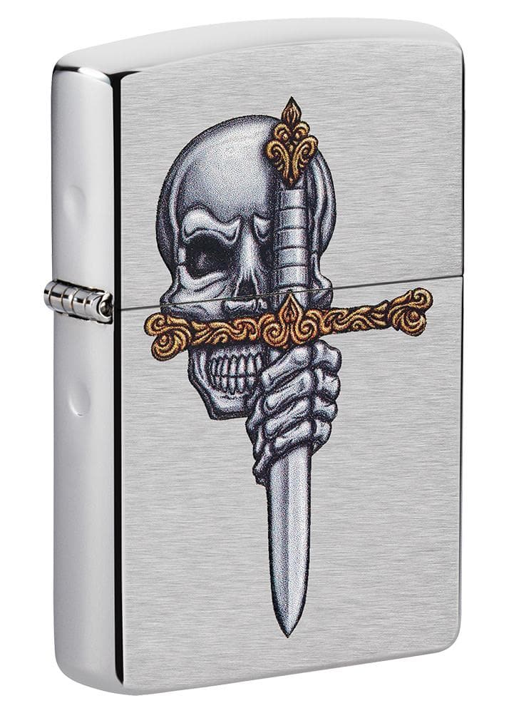 Zippo 49488 200 Sword Skull Design Brushed Chrome Windproof Lighter - OUTBACK