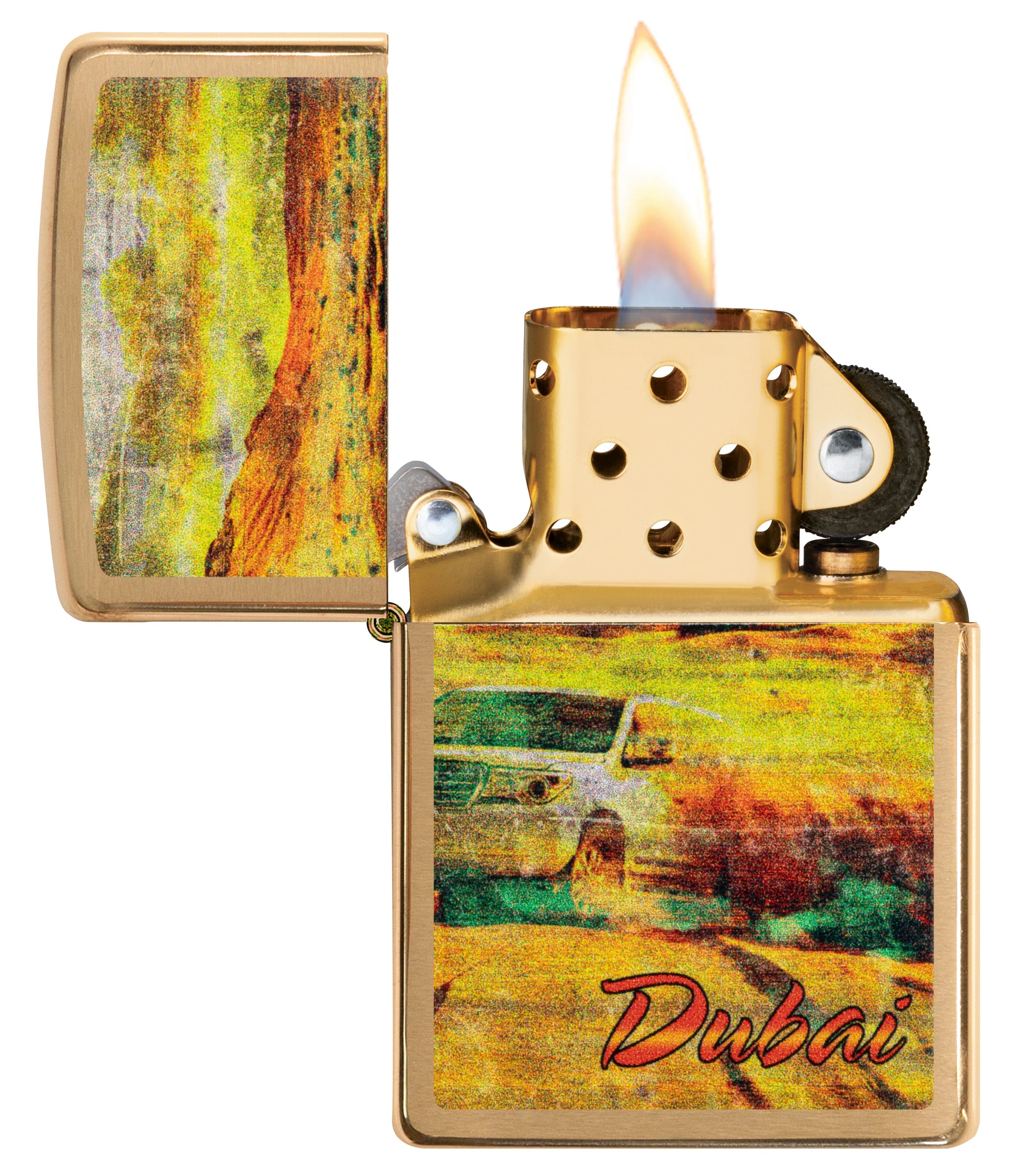 Zippo CI412370 204B Dubai Safari Desert Design Brushed Brass Windproof Lighter, Middle East Model, Gold - OUTBACK