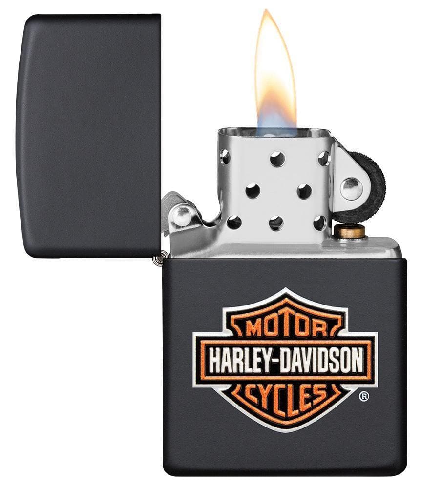 Zippo 49196 Harley-Davidson® Texture Print Classic Logo Black Matte Lighter, Harley Davidson Model, Black Matte - OUTBACK