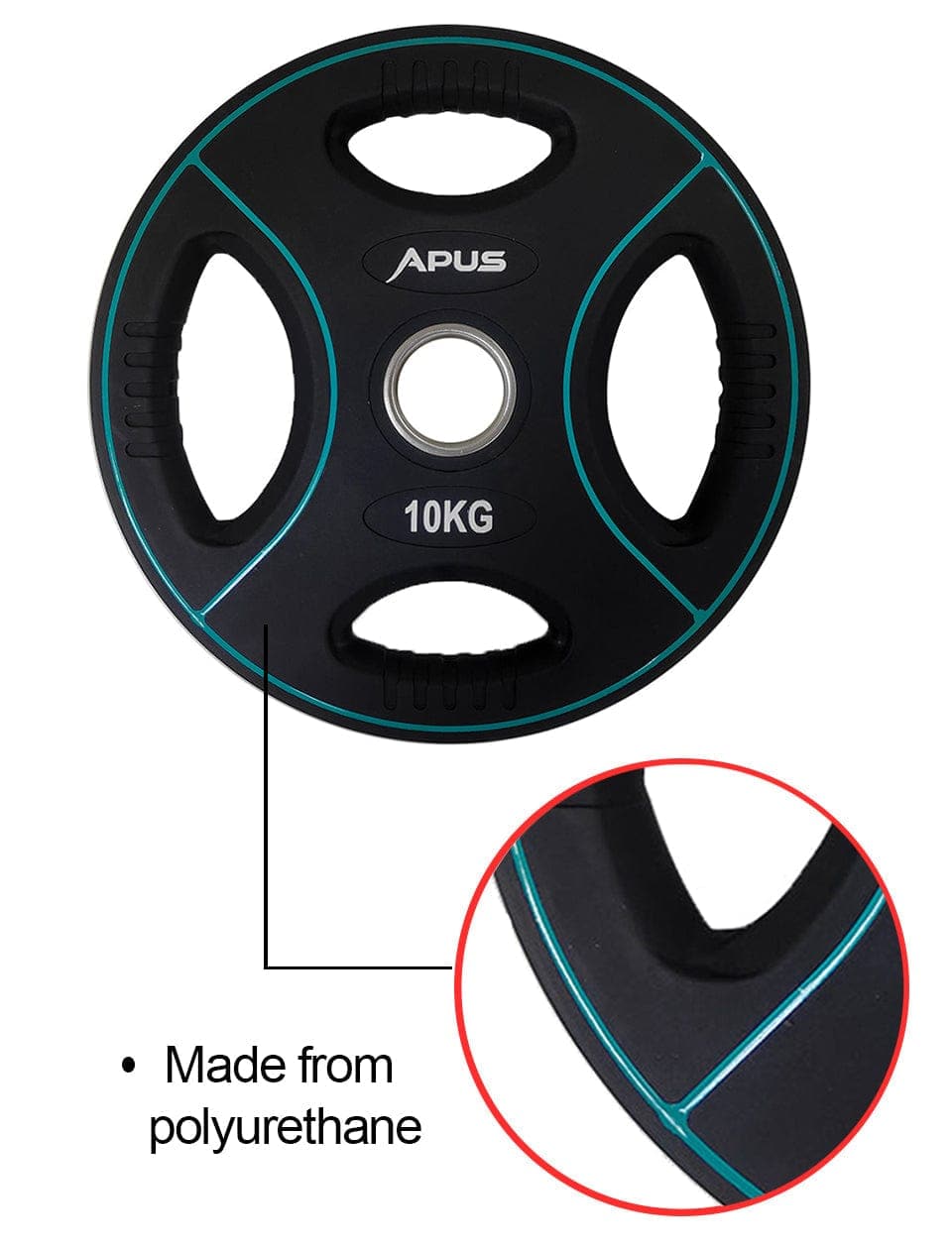 Apus Premium Olympic Rubber Weight Plates (1.25 to 25 KG) - With 3 years commercial warranty - Athletix.ae