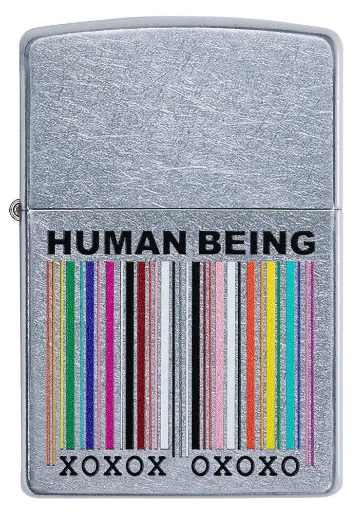 Zippo 49578 207 Human Being Design Street Chrome Windproof Lighter, Classic Model, Silver - OUTBACK