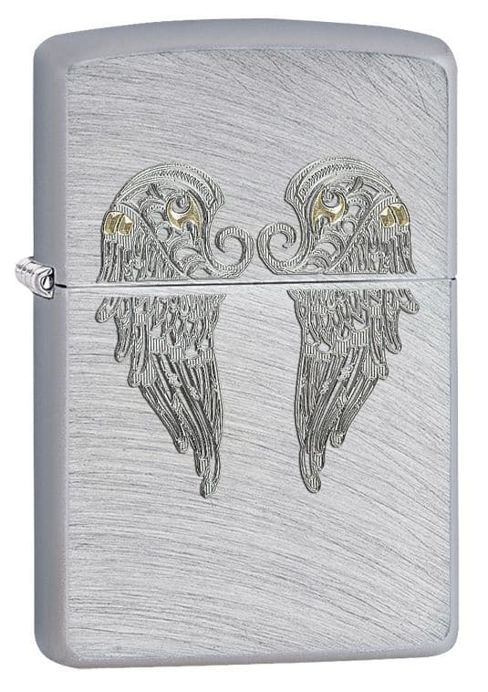 Zippo 29069 Angel Wings Street Chrome Windproof Lighter, Classic Model, Silver - OUTBACK