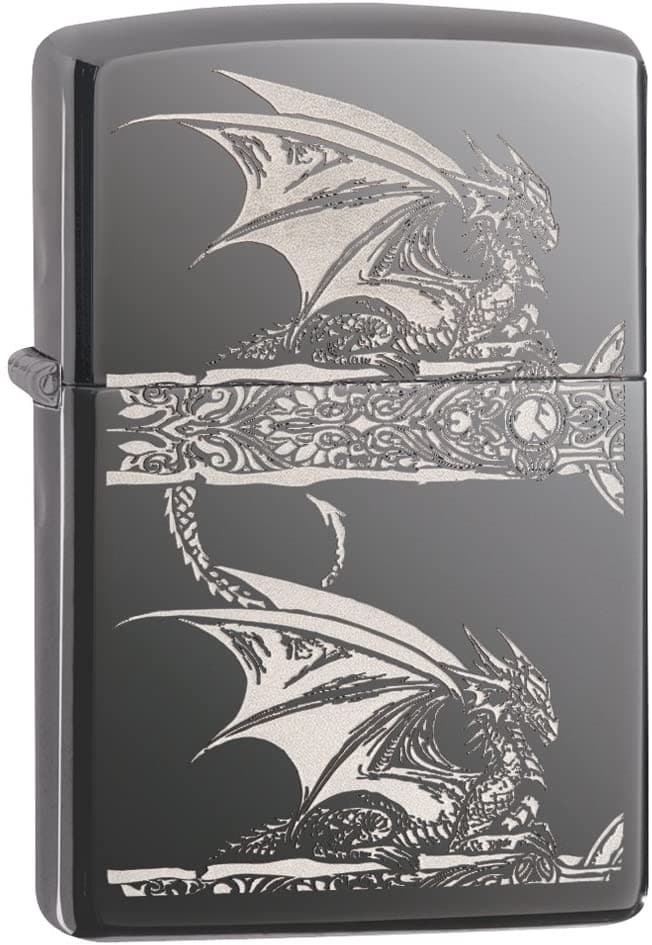 Zippo 28961 Anne Stokes Gothic Dragon Black Ice Windproof Lighter, Classic Model, Black - OUTBACK