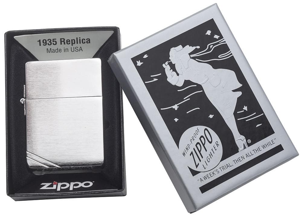 Zippo 1935.25 1935 Replica Original Silver Windproof Lighter, Classic Model, Silver - OUTBACK