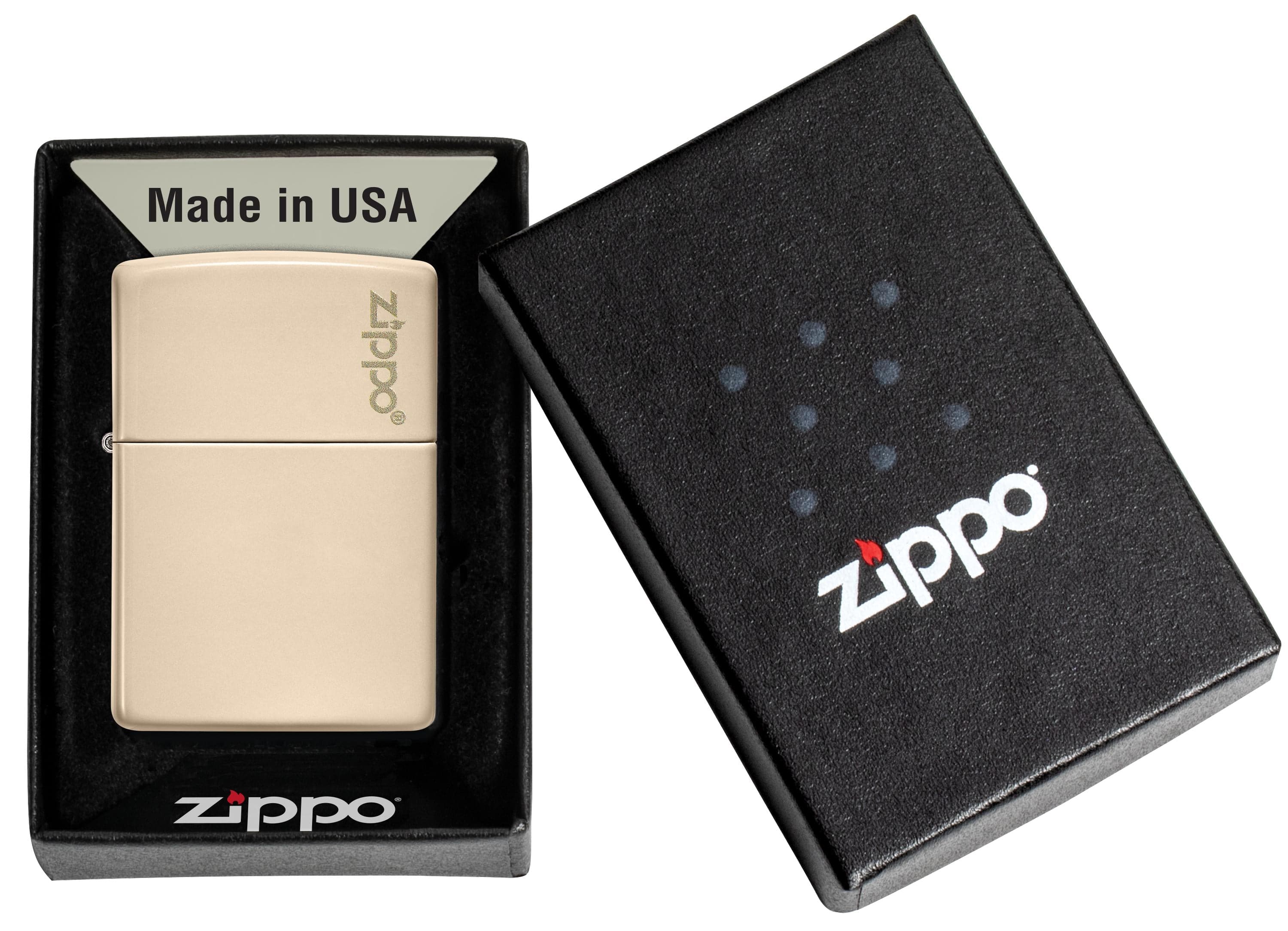 Zippo 49453ZL Flat Sand with Zippo Logo Windproof Lighter, Classic Model, Yellow - OUTBACK