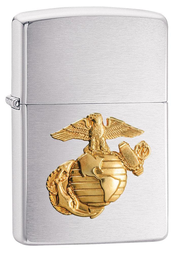 Zippo 280MAR U.S. Marine Corps Brushed Chrome Windproof Lighter, Classic Model, Silver - OUTBACK