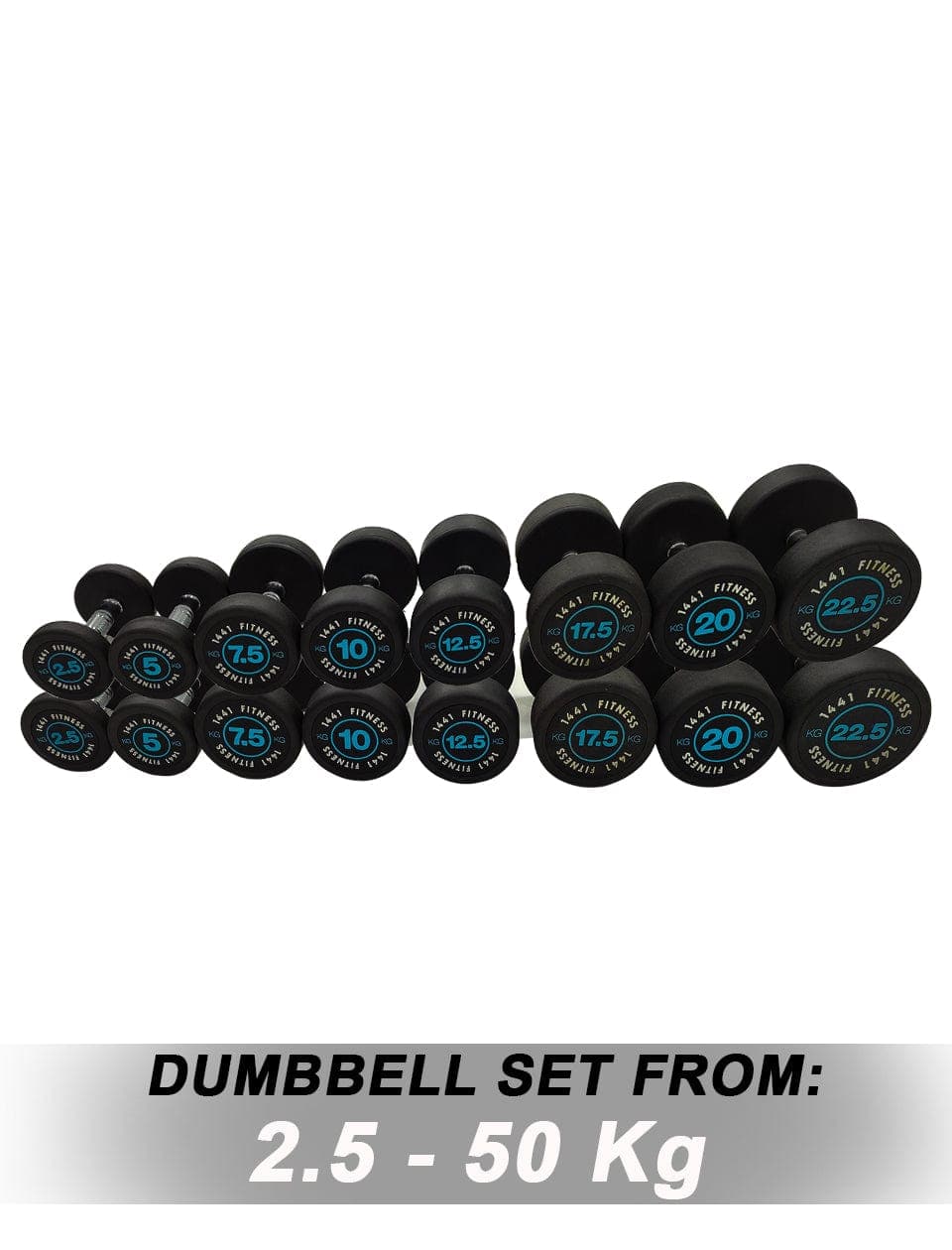 PRSAE Dumbbells 1441 Fitness Premium Round Dumbbell Set 2.5 Kg - 50 Kg (20 Pairs)