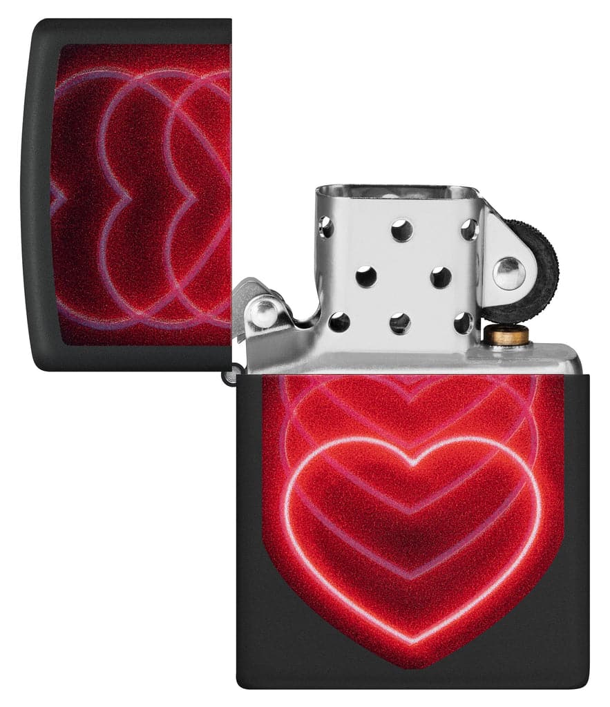 Zippo 48593 218 Black Light Heart Design Black Matte Windproof Lighter - OUTBACK