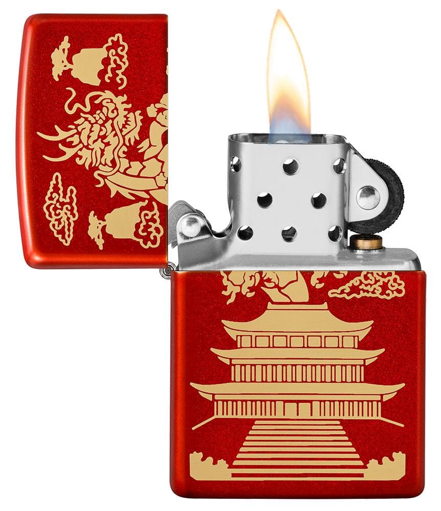 Zippo 49517 49475 Eastern Design Dragon Design Metallic Red Windproof Lighter - OUTBACK