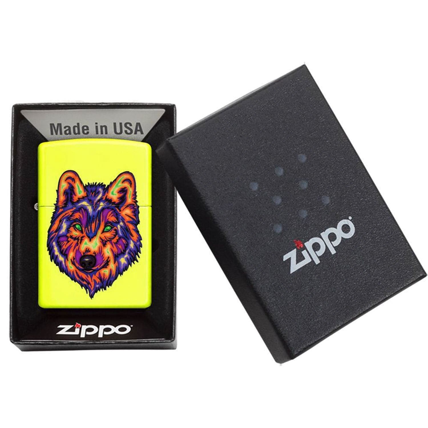 Zippo 29639 Wolf Design Windproof Lighter, Classic Model, Yellow - OUTBACK