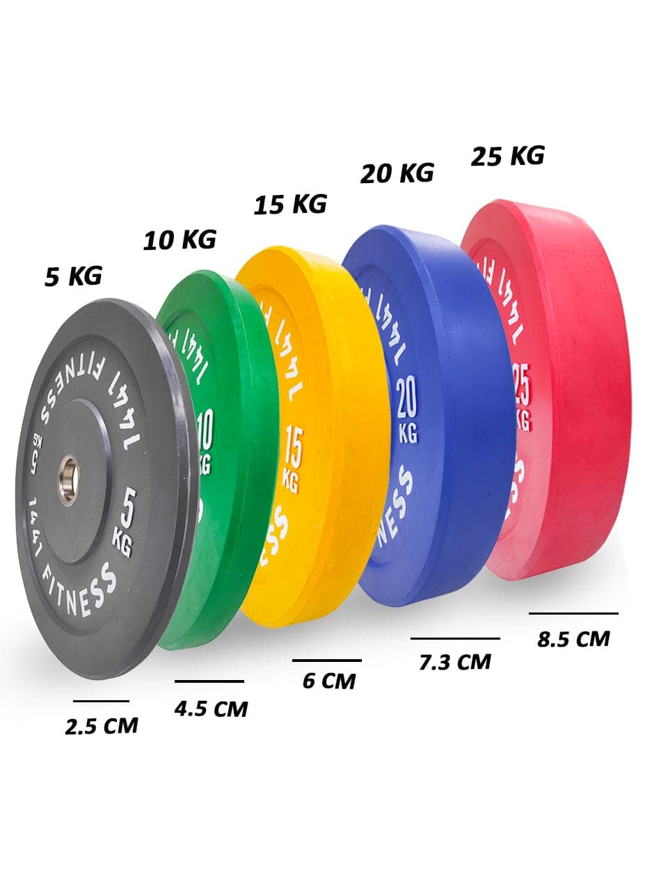 PRSAE Plates & Bars 1441 Fitness Color Bumper Plates 5 Kg to 25 Kg