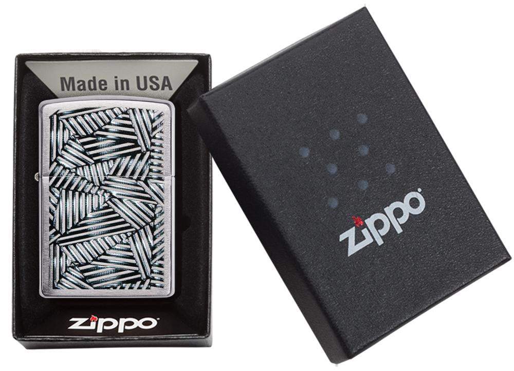 Zippo 29885 Line Grid Windproof Lighter, Classic Model, Silver - OUTBACK