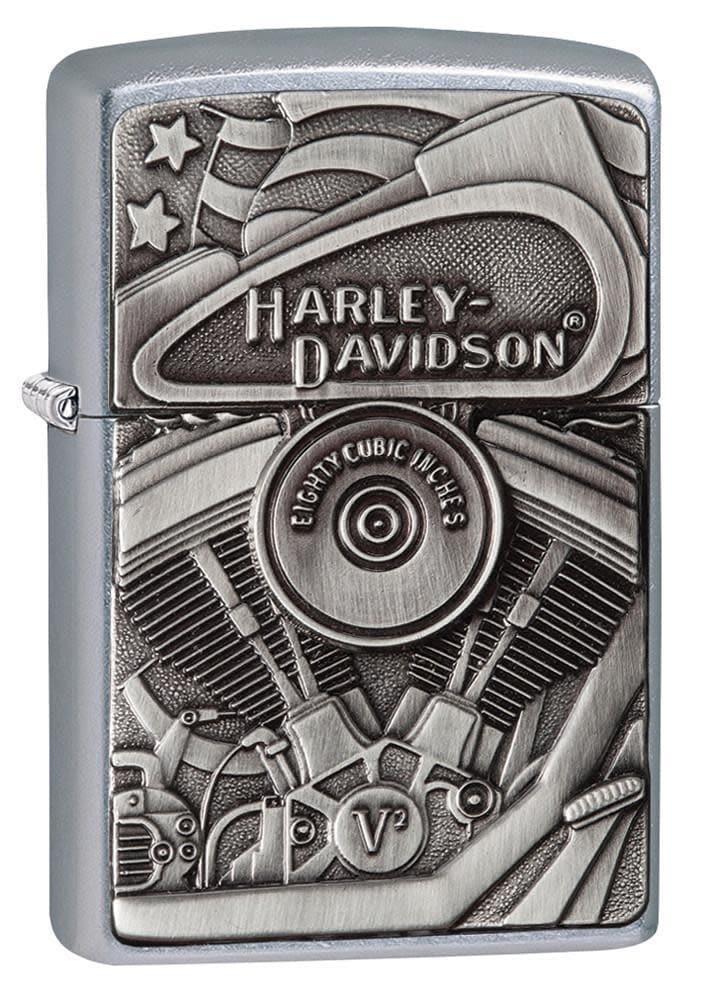 Zippo 29266 207 Harley-Davidson Engine Surprise Emblem Street Chrome Lighter , Harley-Davidson Model, Silver - OUTBACK