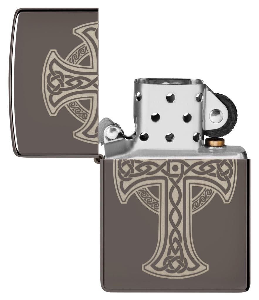 Zippo 48614 150 Celtic Cross Design Laser Engraved Black Ice Windproof Lighter - OUTBACK