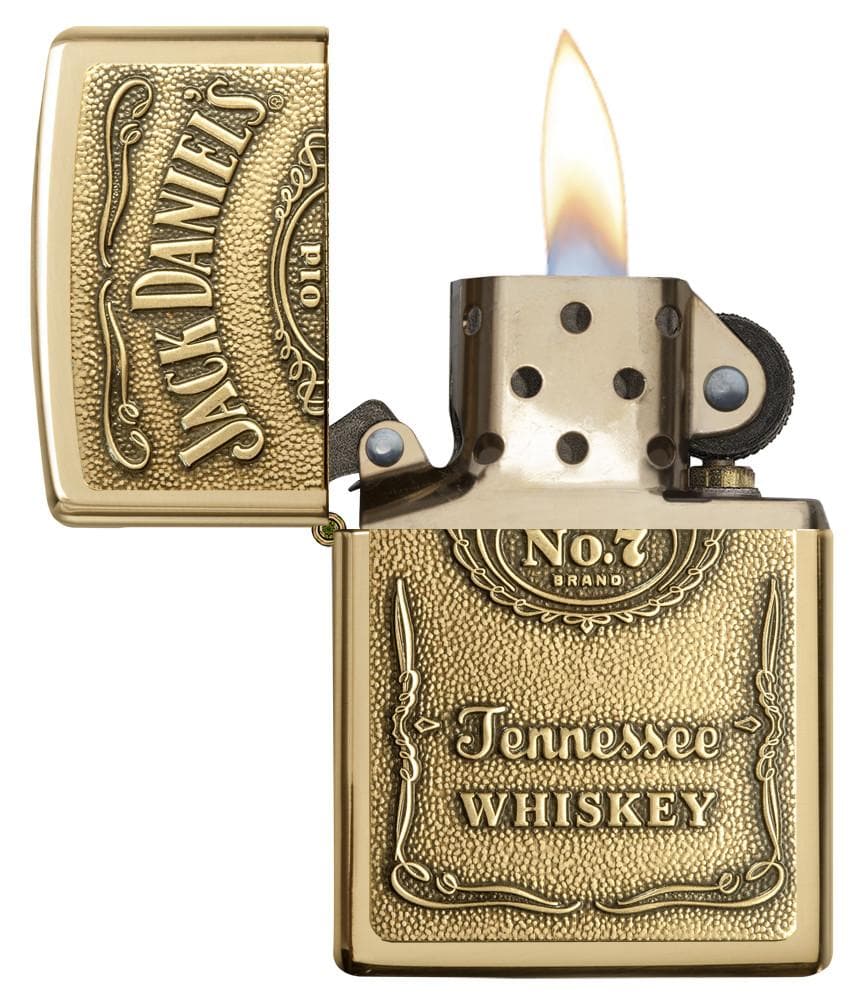 Zippo 254BJD.428 Jack Daniel's Emblem Brass Windproof Lighter, Classic Model, Gold - OUTBACK