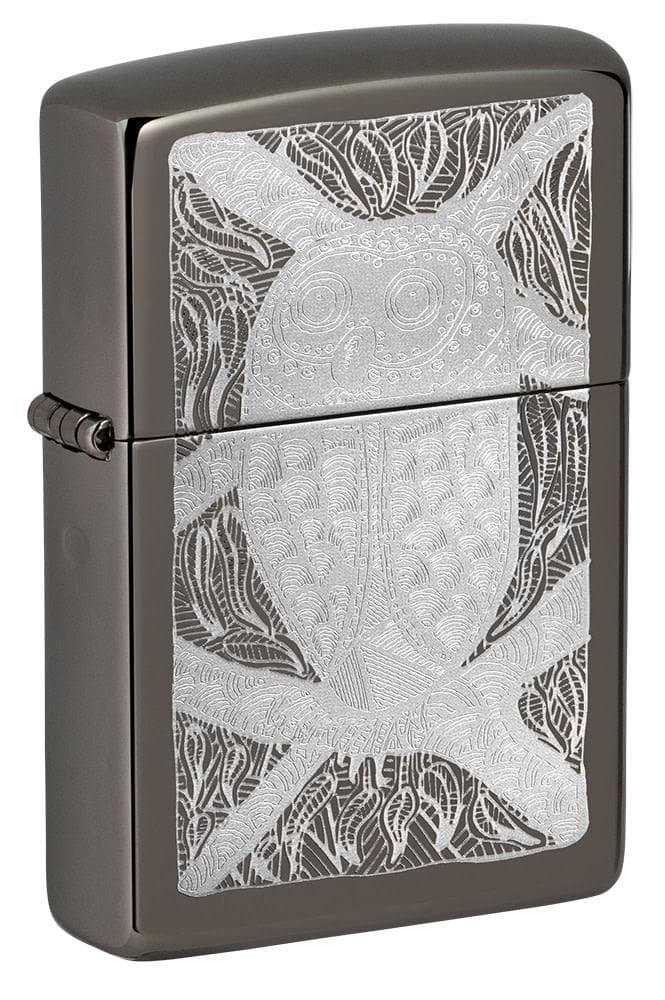 Zippo 49612 150 John Smith Gumbula Owl Black Ice Windproof Lighter, Classic Model, Black - OUTBACK