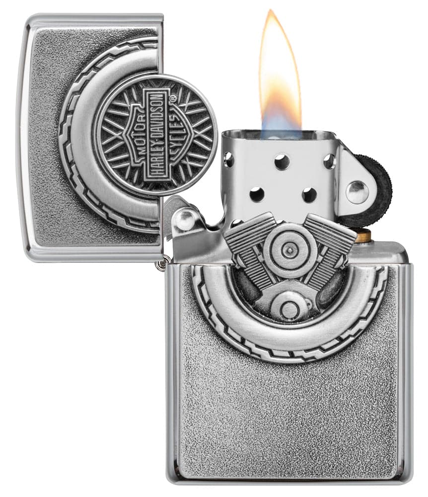 Zippo 49175 207 Harley Davidson Engine Surprise Emblem Street Chrome Lighter, Classic Model, Silver - OUTBACK