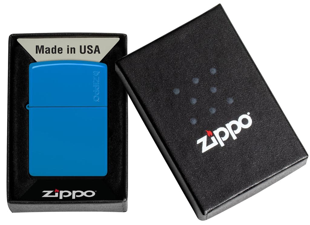 Zippo 48628ZL Sky Blue Matte Zippo Logo Classic Windproof Lighter - OUTBACK