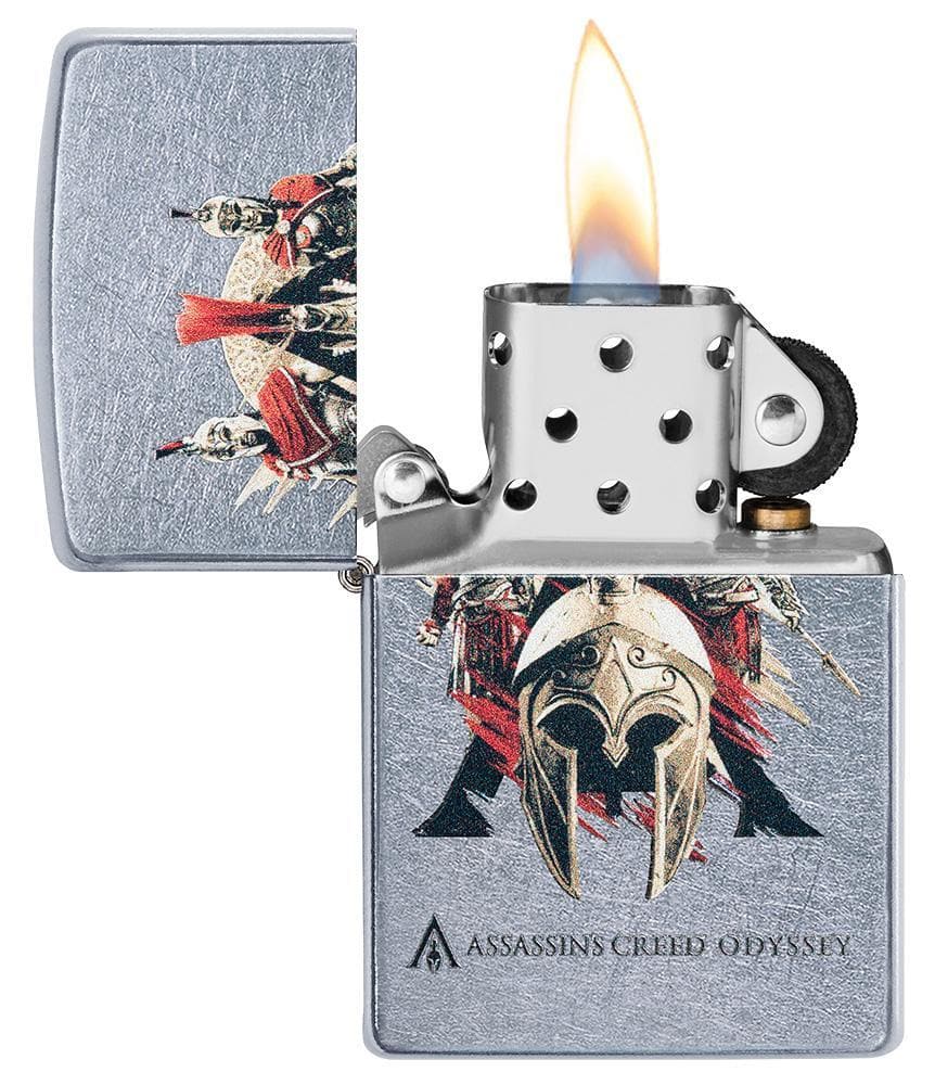 Zippo 49084 Assassins Creed Odyssey Logo Street Chrome Windproof Lighter, Classic Model, Silver - OUTBACK