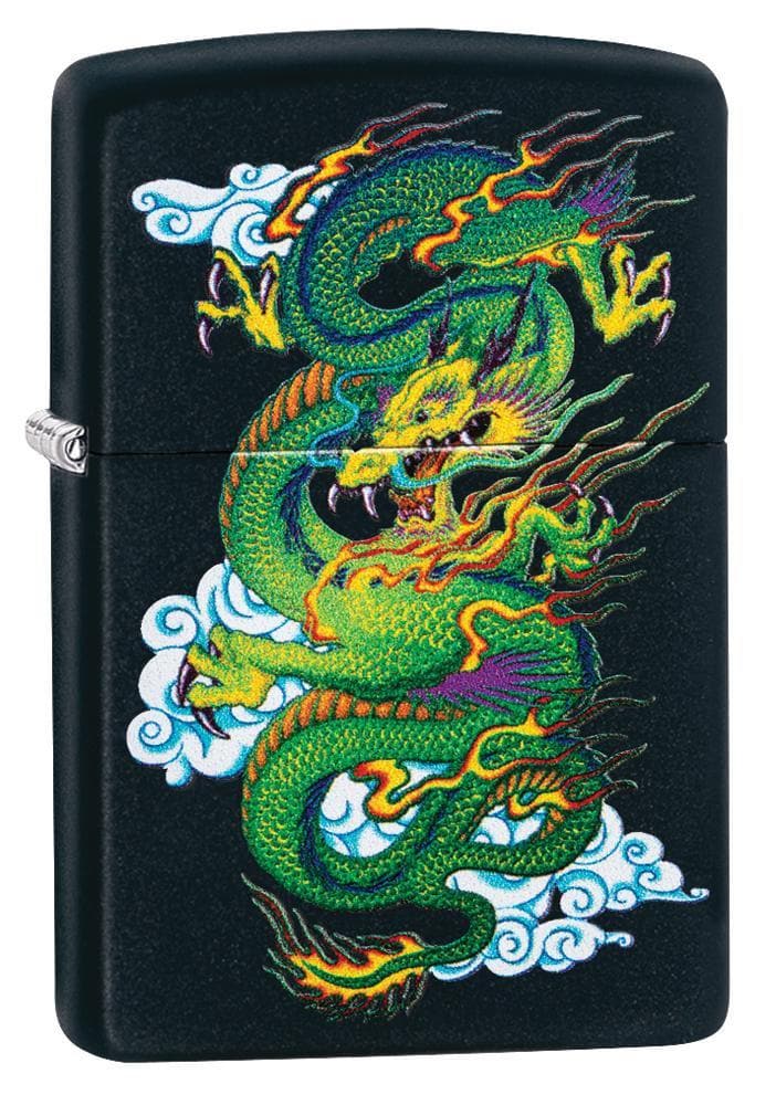 Zippo 29839 218 Dragon Design Black Matte Windproof Lighter, Classic Model, Black - OUTBACK