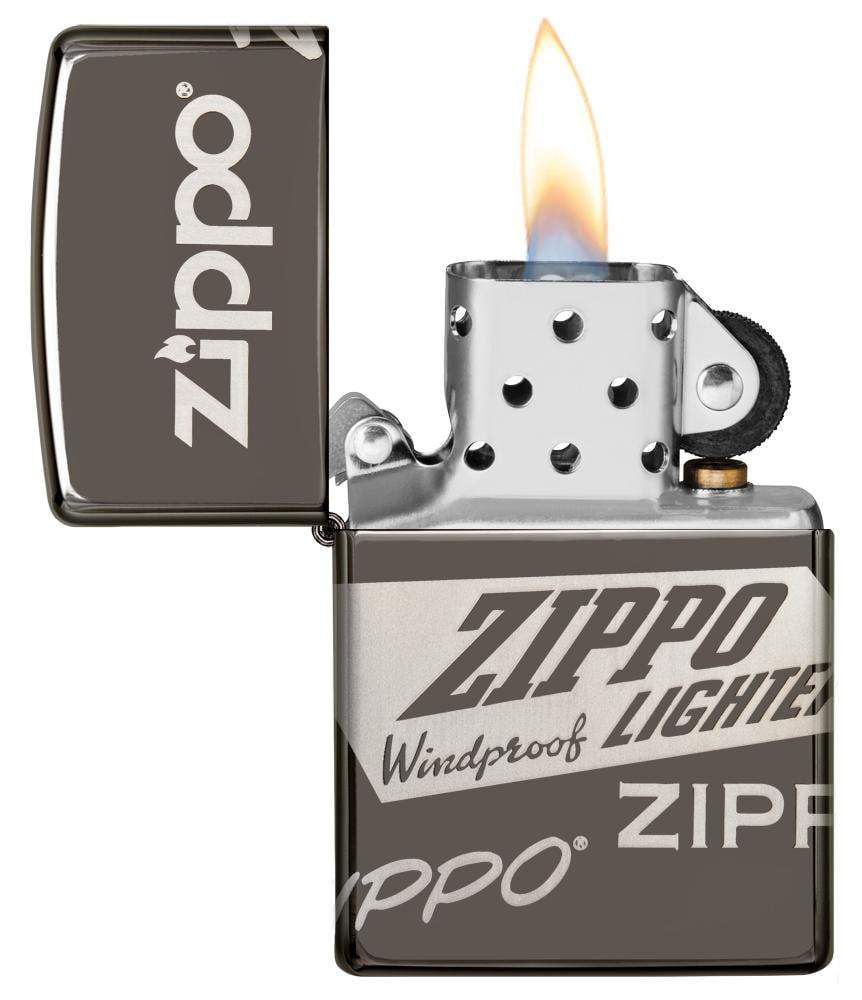 Zippo 49051 Zippo Logo Design Windproof Lighter, Classic Model, Black Ice - OUTBACK