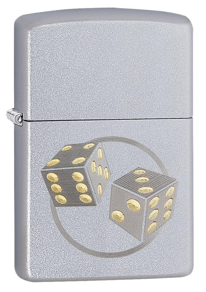 Zippo 29412 Engraved Dice Satin Chrome Windproof Lighter, Classic Model, Silver - OUTBACK