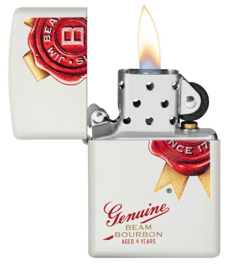 Zippo 29780 214 Jim Beam White Matte Windproof Lighter, Jim Beam Model, White - OUTBACK